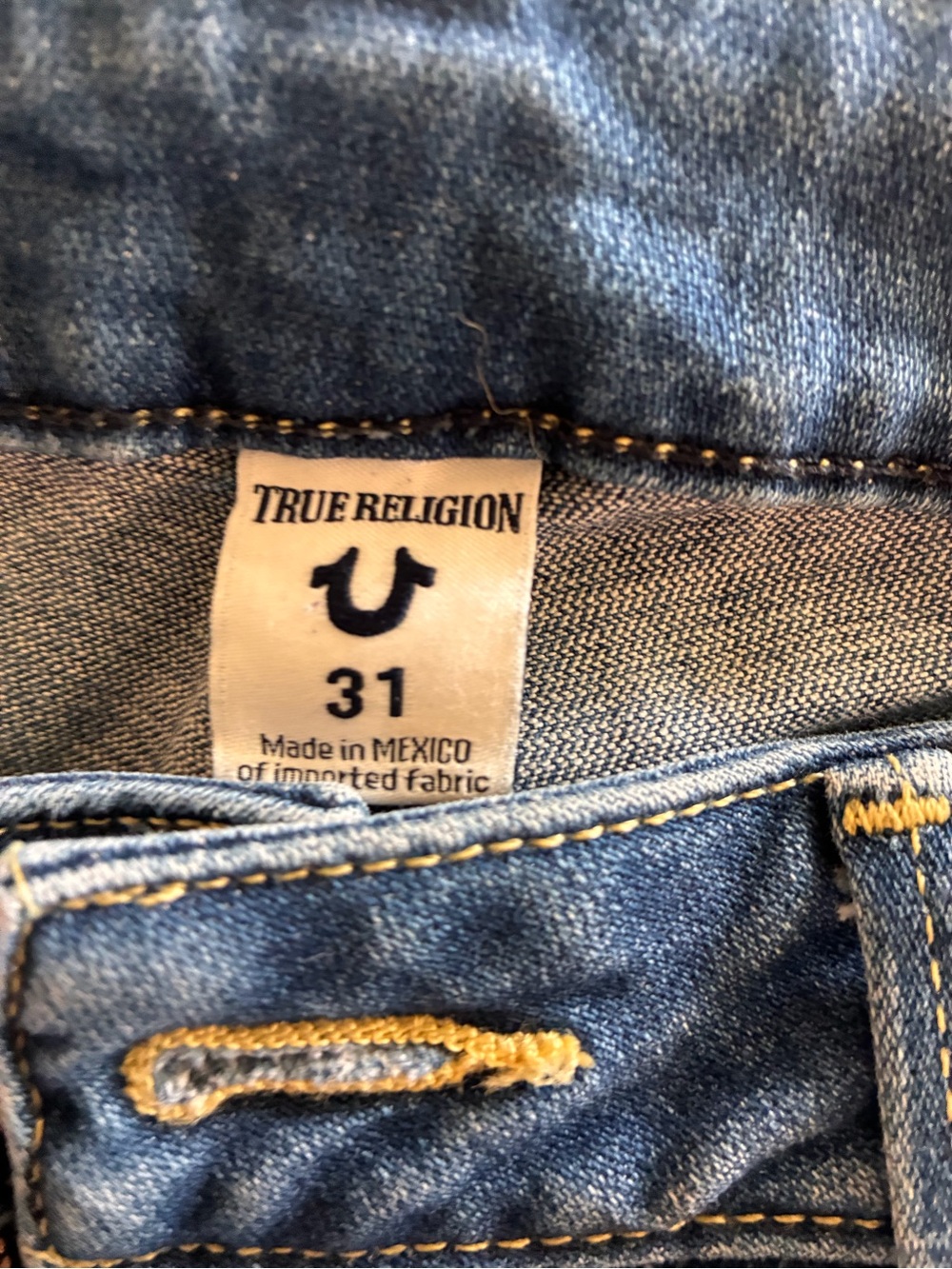 True Religion Women's Light Blue Jeans with Contrast Stitching